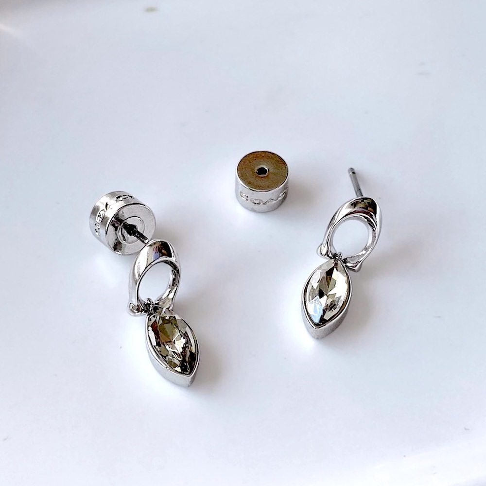 COACH Signature Silver Logo Bezel Earring and Necklace Set - Picture 9 of 14